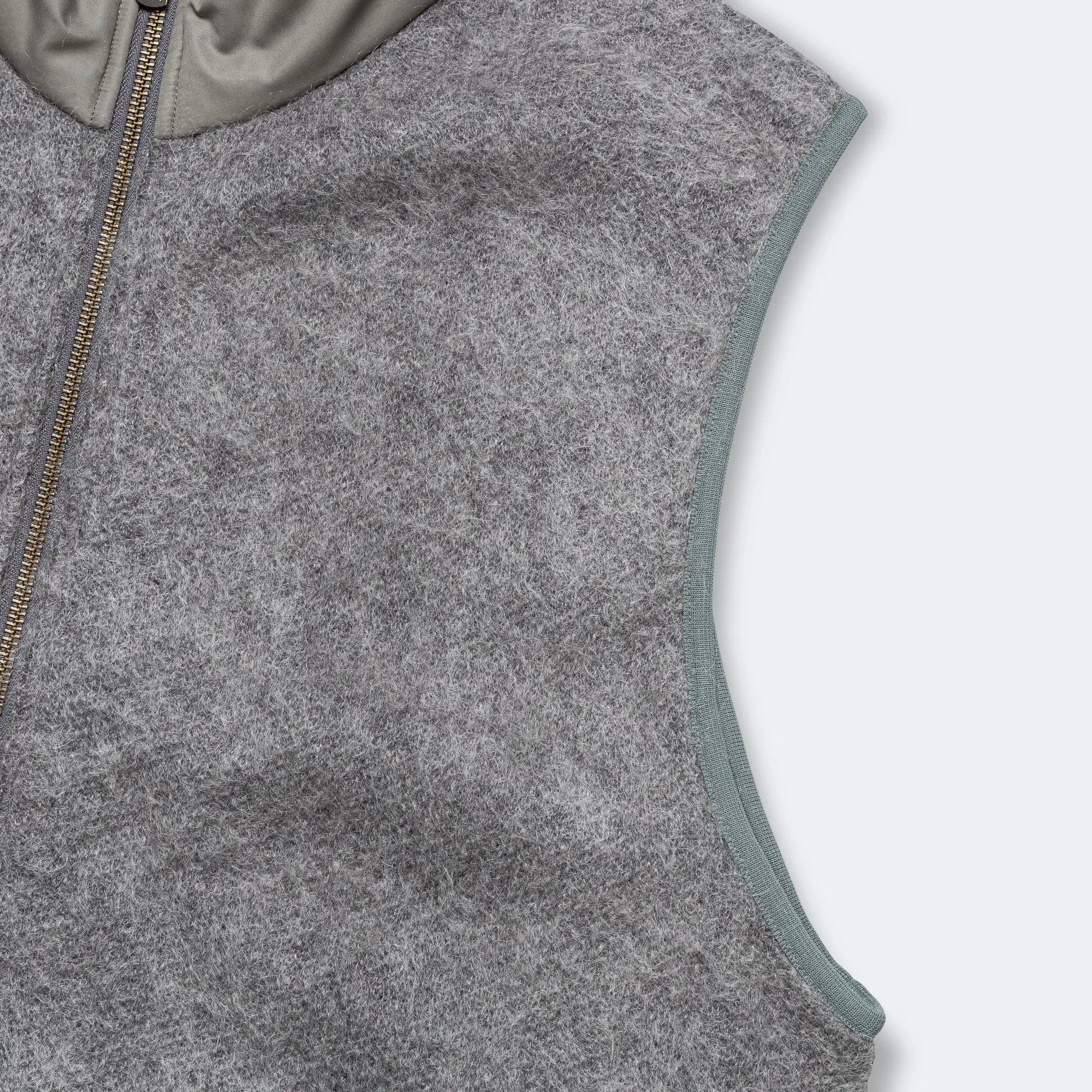 Zip-Up Mohair Vest - Heather Gray